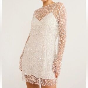 NWT Panflay Marzia Crystal-Embellished Gauze Mini Dress